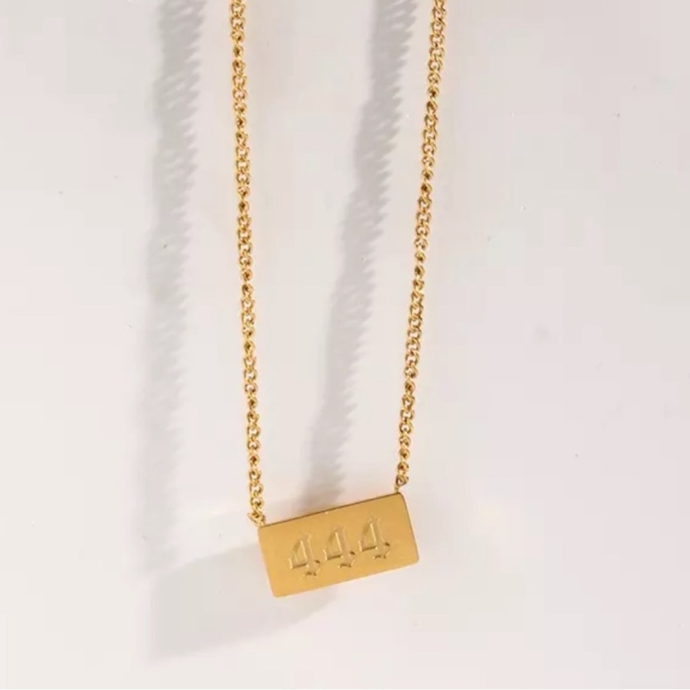 NEW SQUARE ANGEL NUMBER 18K GOLD NECKLACE, NICE NECKLACE, CUTE NECKLACE - Picture 7 of 7